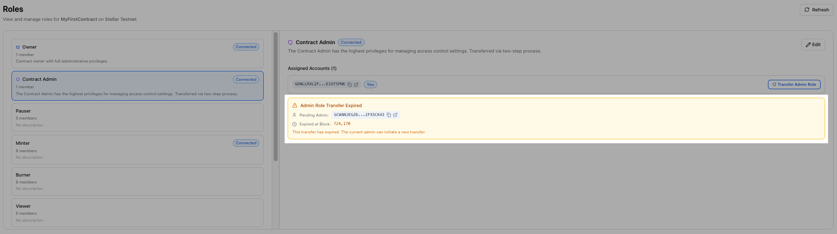 Admin Transfer Expired